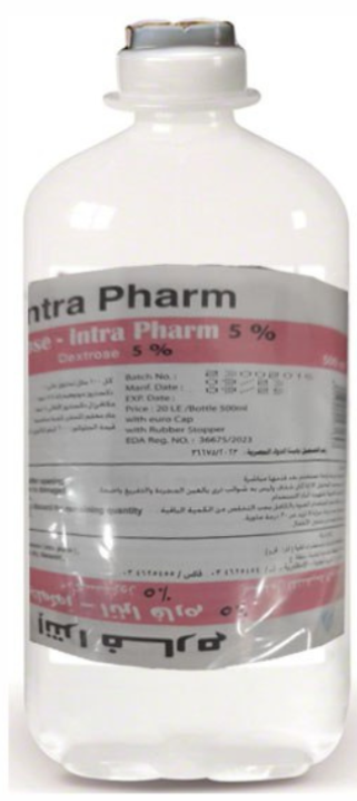 دواء جلوكوز 5% انترافارم محلول وريدي 500 مل يوروكاب بغطاء مطاطي